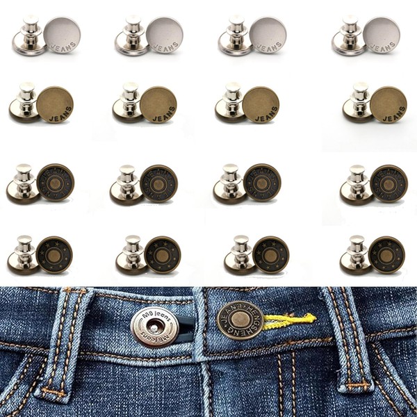 16PCS Metal Buttons for Jeans Replacement Jean Tack Buttons 17