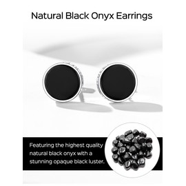 ChicSilver Mens Earrings 925 Sterling Silver Round Black Onyx Earrings with Viking Rune Black Stud Earrings for Men Hypoallergenic Christmas Studs for Men