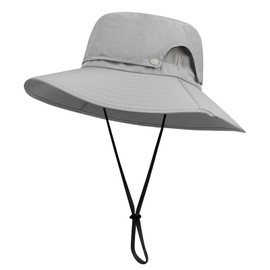 Croogo Fishing Hat UPF Wide Brim Bucket Hat Safari Boonie Hats Waterproof Outdoor Fisherman Hats Hiking Hat,Light Gray-DFH02