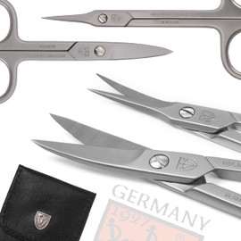 3 Swords Germany - Brand Quality Stainless Steel INOX Curved Nail Scissors and Curved Cuticle TOWERPOINT SCISSORSwith case - Made in Germany