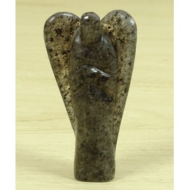 REIKIERA By Conchshell Hand Carved Pocket Crystal Guardian Black Rutile Angel Healing Reiki Figurines Statue With Gift Box- Choose Size