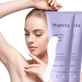 PHANSTA Hair Removal Cream for Body, Gentle Formula for Sensitive Skin, 6.76 fl oz, 2-Pack with Spatula
