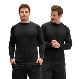 KISTA 2 Pack Men's Long Sleeve Quick Dry Shirts UPF 50+ Garage Garden Fishing Running Lightweight Homewear