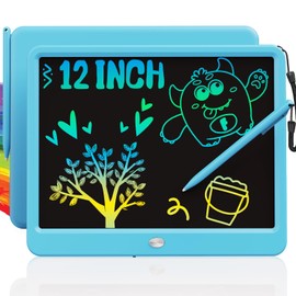 TEKFUN LCD Writing Tablet for Kids Boys Toys, 12 Inch Erasable Doodle Board Colorful Doodle Pad, Mess Free Coloring Board Games Toys Gifts for Toddlers Boys Adults (Blue)