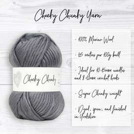 Wool Couture Cheeky Super Chunky Yarn - Super Soft Merino 100% Wool Yarn for Knitting and Crocheting Crafts, Sweaters, Blankets, and More - Granite Grey, 100g Ball - 1-Pack
