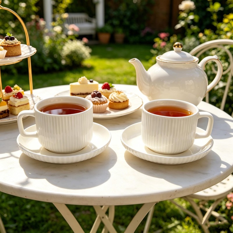 Vitrignis 8oz Cappuccino Cups With Saucers - Set Of 4