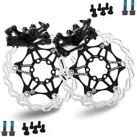 BUCKLOS Mountain Bike Disc Brake kit, MTB Mechanical Line Pulling Disc Brakes Caliper with Aluminum Alloy Levers /160mm Rotor,/is/PM Universal Adapter for Ebike/Folding Bike/Scooter/Fat Bike