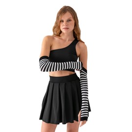 Causa Forcia Bamboo Arm Warmers Arm Sleeves for Women and Men Made in Turkey (Black & White)