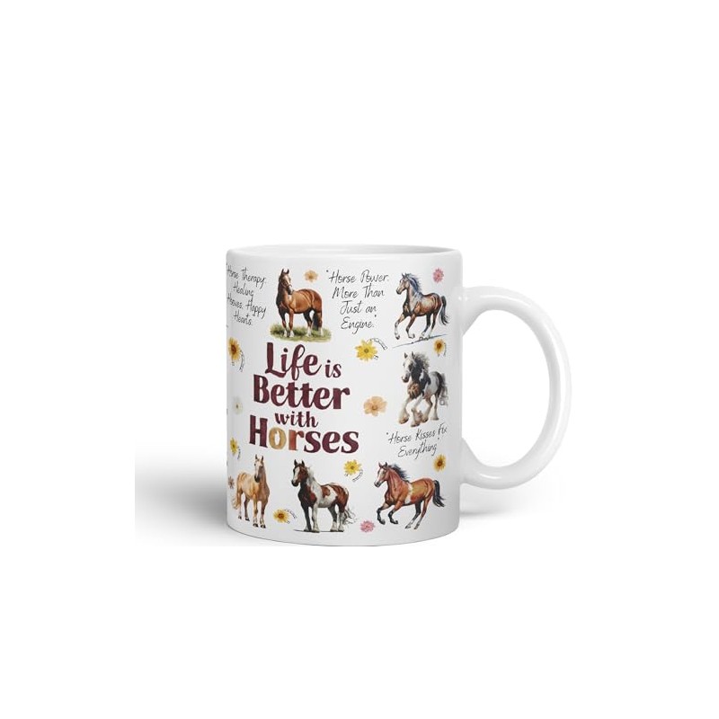 Vixar Keramiktasse "Life is better with Horses", für Tee, Kaffee,