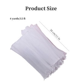 Huipalon 4 Yard Flower Wrapping Paper with Pearl Edge, White Flower Bouquet Wrapping Paper, 28cm Wide Wrinkled Wavy Yarn for Wedding Birthday Flower Bouquet Gift Packaging