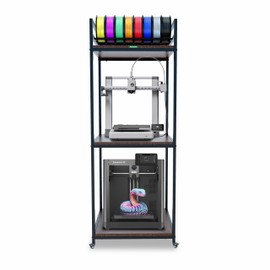 Poweruck PT2 3D Printer Stand Rack, 3 Tier Heavy Duty 3D Printer Rack with Filament Organizer, Large Capacity for 3D Printers and Printing Filaments Storage with Wheels