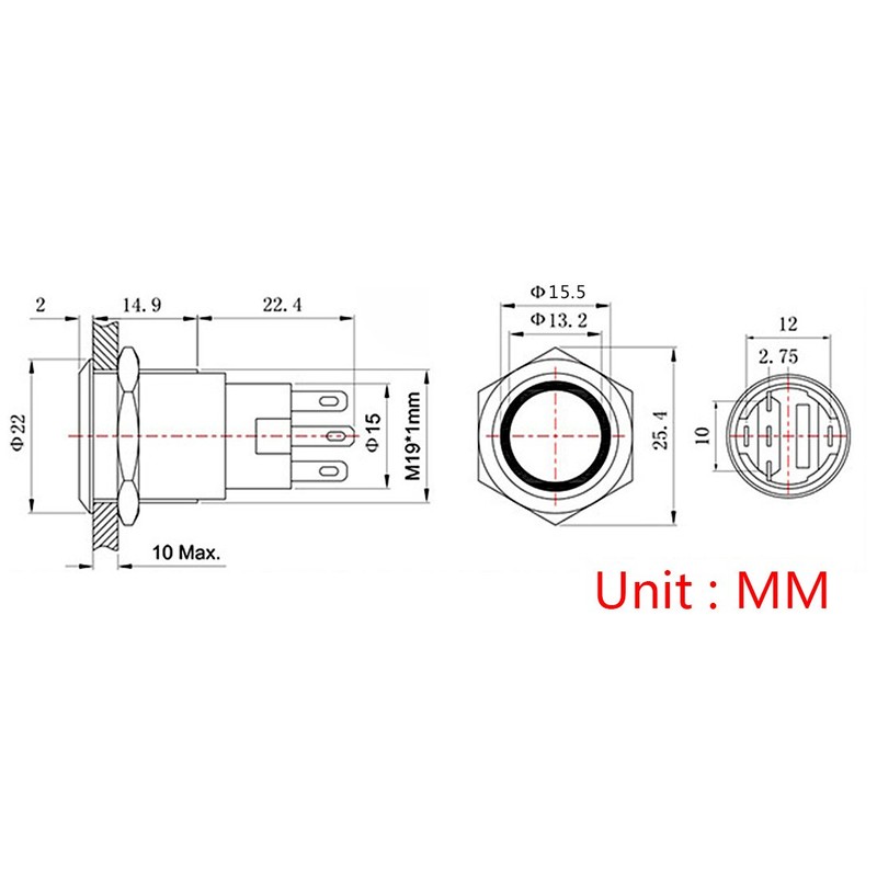 Larcele JSANKG-07 19 mm Pressure Switch with Indicator Light, DIY