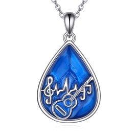 SILBAZ Guitar Necklace Guitar Pick Pendant Necklace Teardrop Guitar Necklace Musical Guitarist Jewelry Gifts for Women Men