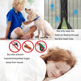 Risareyi Magnetic Screen Door Self Sealing, Thicker Mesh Door Mosquito Screen with Magnets Heavy Duty, Full Frame Hook & Loop, Pet & Kid Friendly, White Curtains Itself Size 48x91inch