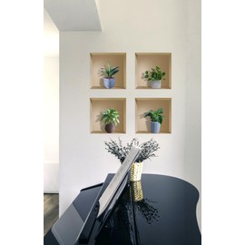 3D Green Potted Plants Wall Stickers, Botanical Leaves Wall Decal, Creative Adhesive DIY Vinyl Removable Magic Pictures Wallpaper Mural for Living Room Kitchen,Set of4