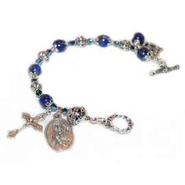 St. Teresa of Calcutta Rosary Bracelet in Lapis Lazuli, Rosary Bracelet, Choose Saint, Charm & Wrist Size, Catholic Rosary, Lapis Bracelet