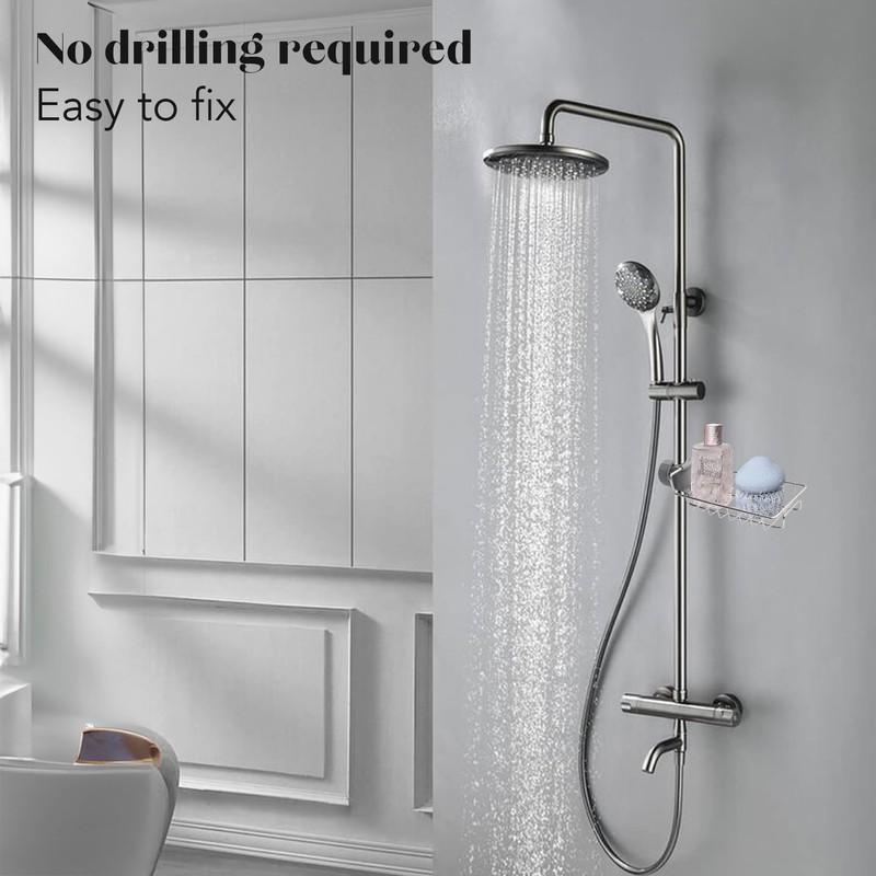 2 Non-Drilling Bathroom Shelves | Stainless Steel Shower Racks |