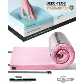GAIALOOP Memory Foam Futon Mattress Car Camping Bed Glamping Roll Up Mattress, Japanese Floor Sleeping Mat Camp Cot Pad Travel Guest Side Sleepers Sakura Pink [Twin: 75 * 38 * 3"]