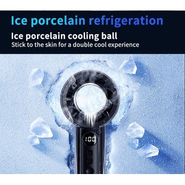 Ryaacphi Portable Handheld Ice Cooling Fan with 100 Level Speeds for Travel/Outdoor/Home/Office, 3000mAh USB Rechargeable,transparent case and lighweight design,Gift for Women Men - Black