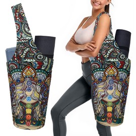 saniwu Linen Yoga Mat Bag Carrier for Women Pilates & Workouts with Large Side Pocket Mats Holder and Interior Zipper