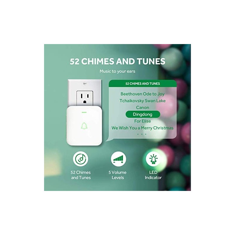 Avantek Wireless Doorbell, Mini Waterproof Door Bell Chime Operating A