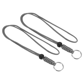 PATIKIL Paracord Lanyard with Keyring 18 Inch, 2 Pack Necklace Keychain Cord Metal Hook Strap for Keys Whistle ID Card Badge Holder, Gray