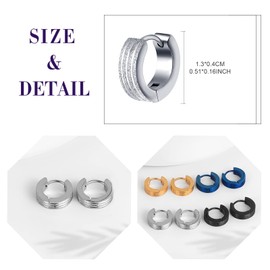 feilok Men's Earrings Hoop Earrings Stainless Steel Men's Earrings Set for Women Huggie Stud Earrings Punk Rock Folding Hoop Earrings, Stainless Steel