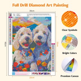 MISCER Dogs Diamond Art Kits for Adults, Landscape Diamond Painting Kits for Beginners, 5D Full Drill Round Paint with Diamonds Pictures, Gem Art Painting DIY Crafts Kit Decor 12x16inch