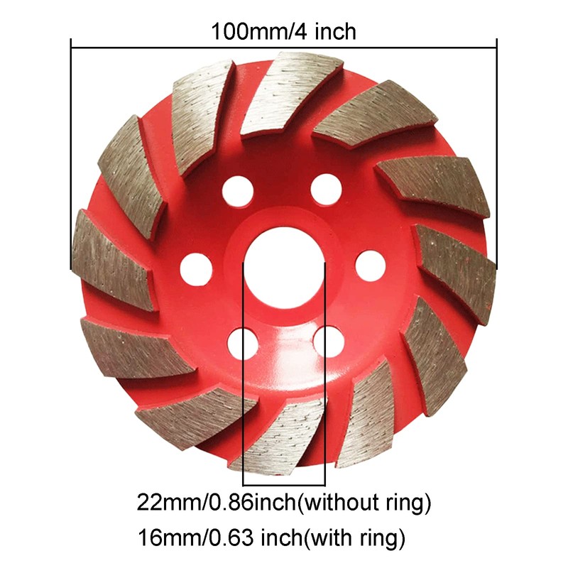 AcbbMNS 2 Pack 4 inch/100mm Diamond Cup Grinding Discs 6