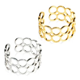 ALEXASCHA Mother Daughter Gift • Ring Set of 2 Statement Rings in Silver and Gold • Mother's Day Gift • Jewellery Set Adjustable from Size 60 (Diameter 19 mm), Stainless Steel