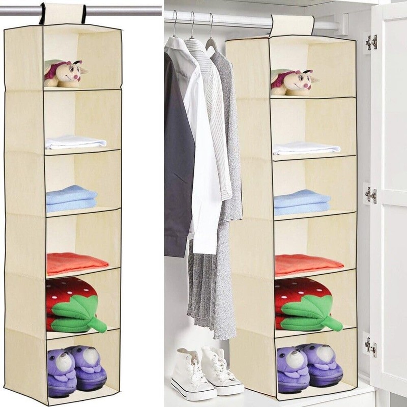 4 POCKETS GARMENTS CLOTH STORAGE HANGER SHELVES WARDROBE SHOES ORGANISER