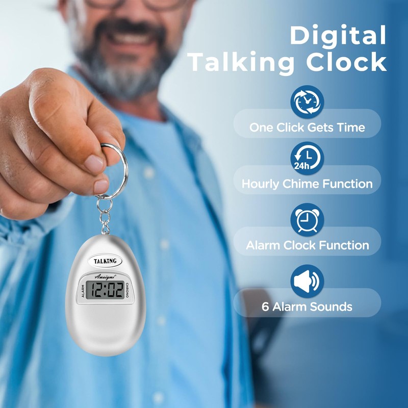Awaiymi 2 Pack Talking Clock for Blind Elderly, Small Travel