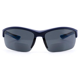VITENZI Bifocal Sunglasses Semi Rimless Wraparound Readers for Reading Under the Terni Sun in Blue 2.25