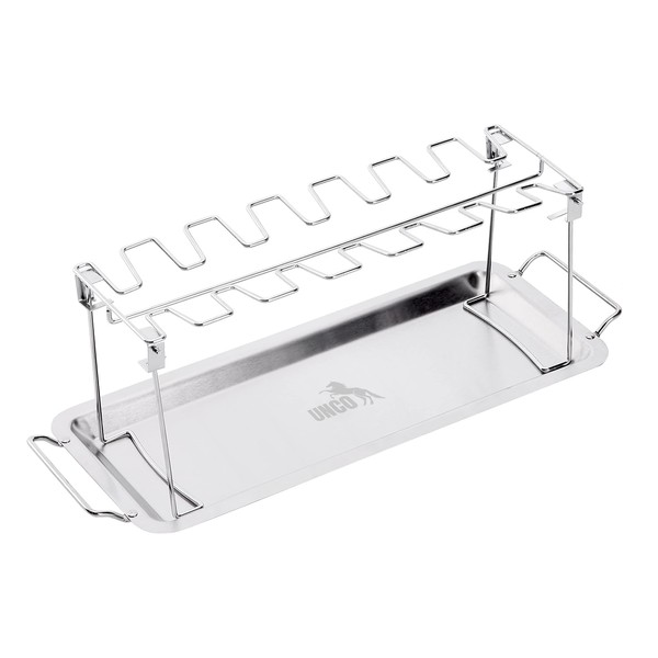 UNCO- Chicken Leg Rack for Grill with Drip Pan, 14