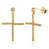 [RIZILIA CROSS] Pierced Earrings with Round Cut Gemstone Cubic Zirconia