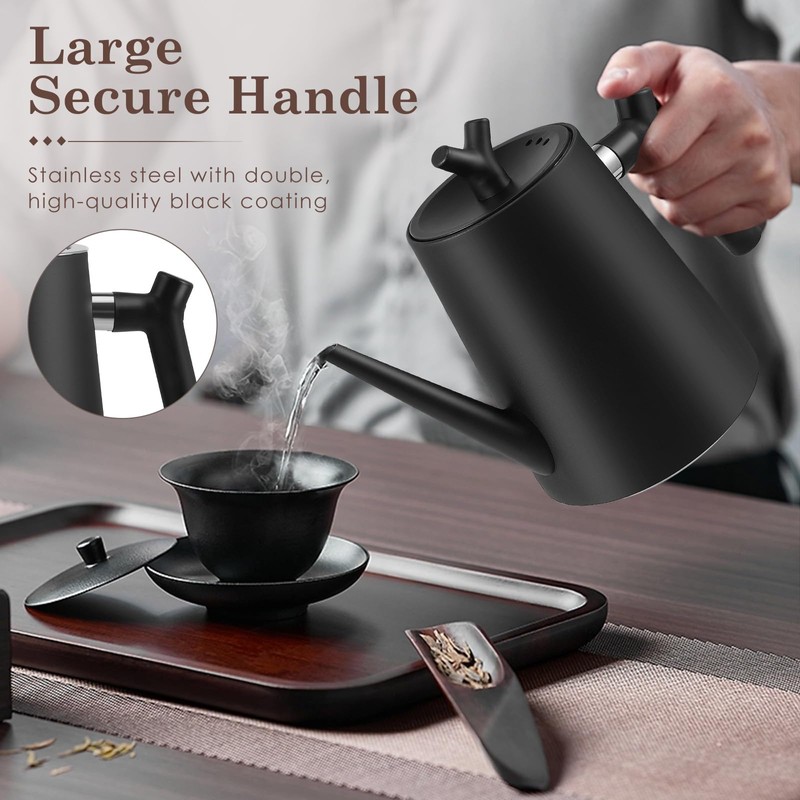 Stainless Steel Teapot with Strainer Insert, 1.5 L Black Teapot