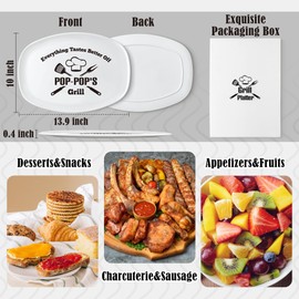 R HORSE Father Grill Platter Gift Grandpa BBQ Serving Tray Plate White Oval Serving Dishes Grandpa Men Father Day Birthday Christmas New Year Gift for Salad Dessert Appetizers Outdoor Indoor Cooking