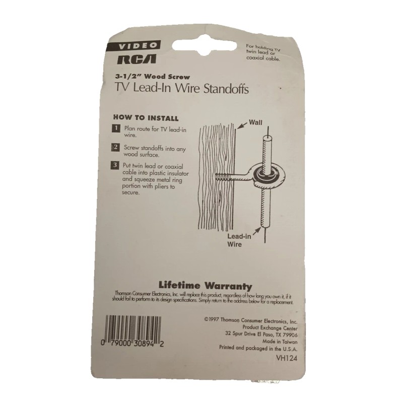 RCA VH124 Silver Black Indoor VHF/UHF/FM Antenna Standouts 4 in