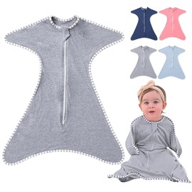 NARUTOO Swaddle Wrap for Baby, Newborns Baby Sleeping Bag, Baby Muslin Swaddle Sleeping Bag Breathable Soft Premium Cotton for Kids Aged 0-3/3-6 Months (Grey, 3-6 Months)