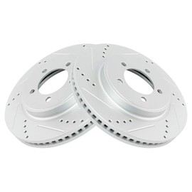 TRQ Front Performance Brake Rotors Set Premium G-Coated Cross Drilled & Slotted Compatible with 2006-2010 Ford Explorer 2007-2010 Explorer Sport Trac Mercury Mountaineer