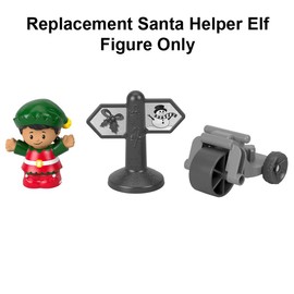 Replacement Part for Fisher-Price Little People Winter Holiday Christmas Playset - HJW18 ~ Replacement Santa Helper Elf Figure ~ Red and Green Suit ~ Black Hair with Pigtails