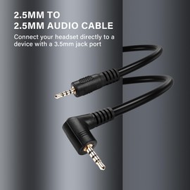 PNGKNYOCN Right Angle 2.5mm Audio Aux Cable，90 Degree 2.5mm Male to Male TRRS Stereo Headset Headphone Jack Connector Cable for Headset Headphone Microphone (90 Degree to Straight, 0.3M)