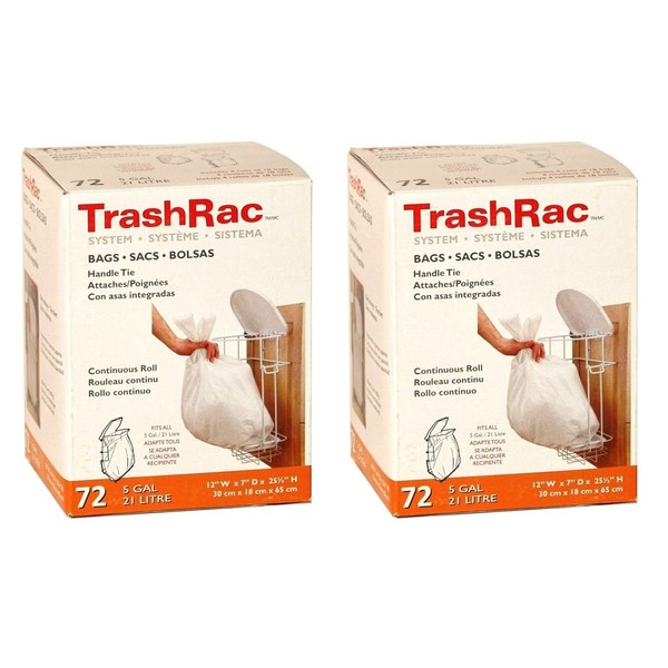 Trashrac 5 gal. Trash Bags Handle Tie - 72 Count (Pack of 2)