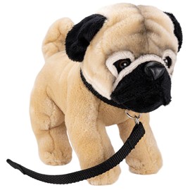 Carl Dick 3503 Pug with Lead Standing Dog Plush Toy Approx. 23 cm