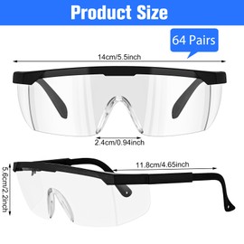 Copkim 64 Pairs Safety Goggles Bulk Lab Goggles for Science Class over Glasses Eye Protection Glasses for Men Women Kids(Black)