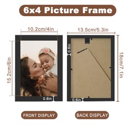 DMSELL 4 Pack Black Photo Frame 6x4, Black 6x4 Picture Frame for Tabletop Display and Wall Decoration