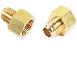 3/8" Flare to 1/4" Female NPT Gas Line Brass Connector, Brass Gauge Torch Line Adapter for Hydraulic, HVAC Fuel, Air, Natural Gas Line Connectors - (2 PCS)