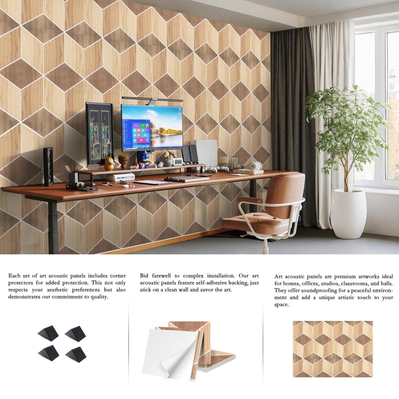 12Pack Acoustic Panels, Self-Adhesive Sound Proof Panels for Walls, Decorative