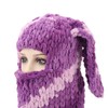 Bunny Ear Knitted Hat Purple Warm Windproof Thicken Stretchy Stylish