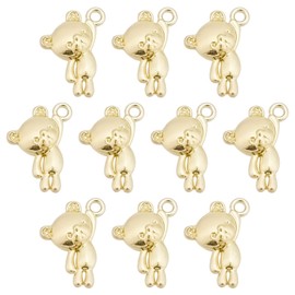 SUNNYCLUE 1 Box of 48 Bear Charms, Large Bear Charms, Gold Cartoon Charms, Rack Plating, Alloy Charms, Small Bear Dangling Charm for Jewellery Making, Charms, DIY Craft, Bracelet, Necklace